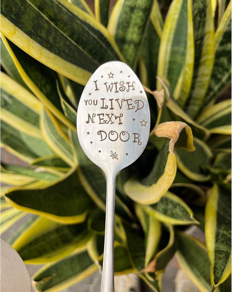 PLWalker Garden Friendship Gift for Women Gardeners, Plant Marker Stake Label Sign Tag, Gardening Gifts for Woman Lovers, Metal Garden Decoration (Live Next Door) - Image 5
